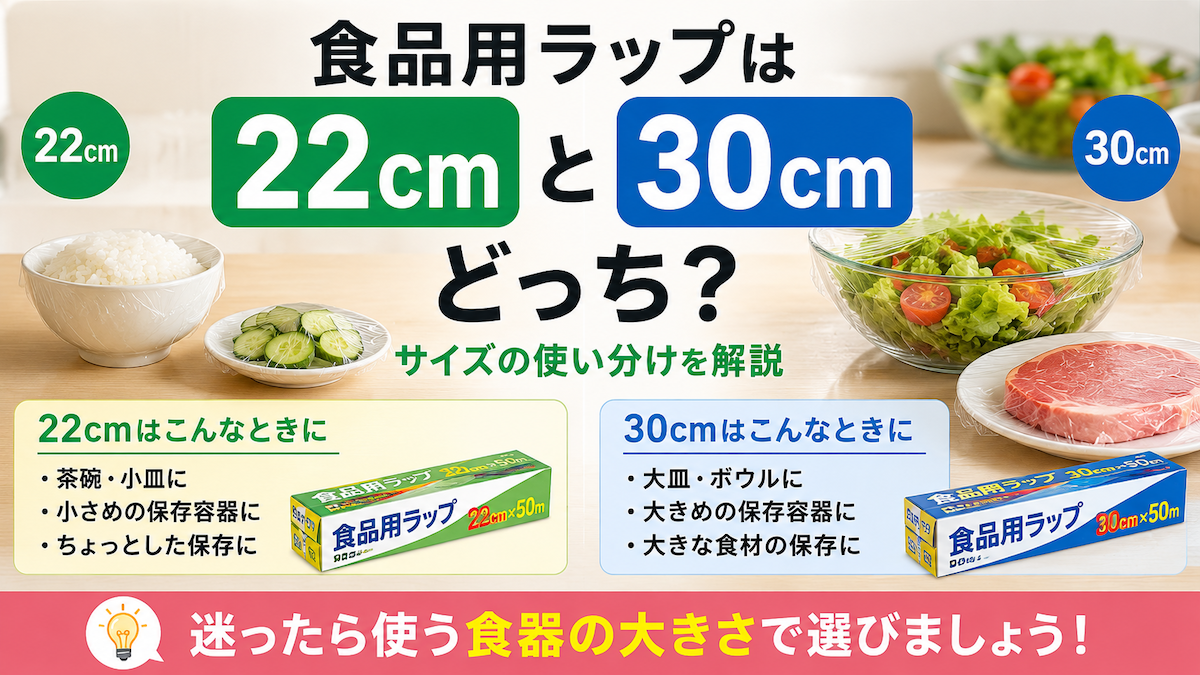 食品用ラップは22cmと30cmどっち？サイズの使い分けを解説