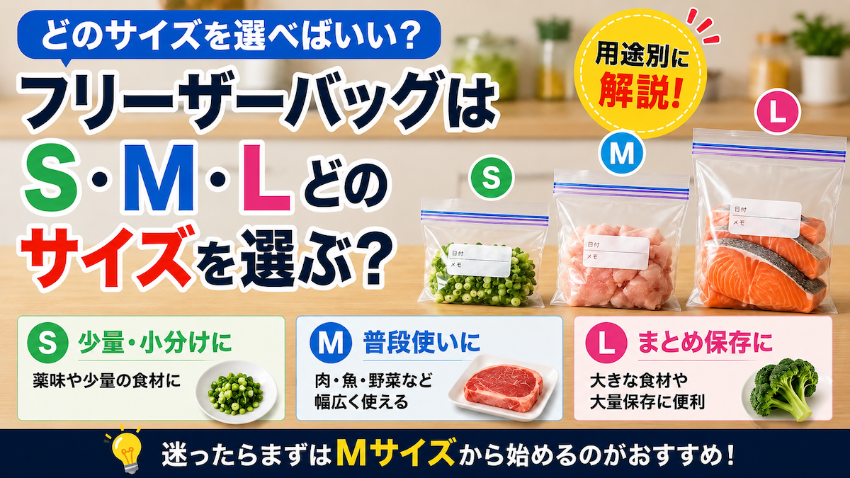 フリーザーバッグはS・M・Lどのサイズを選ぶ？用途別に解説